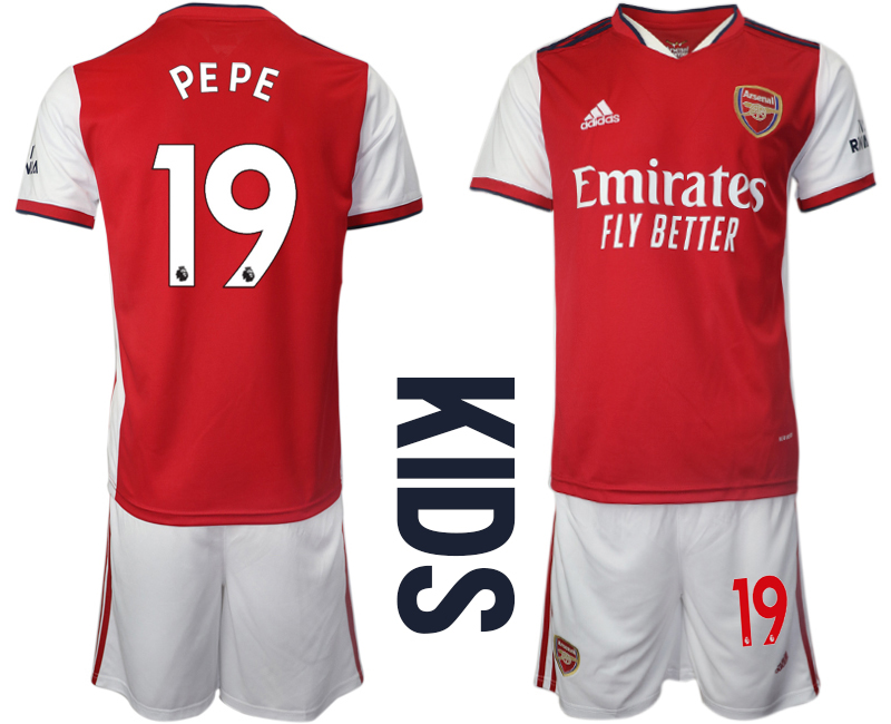 Youth 2021-2022 Club Arsenal home red #19 Soccer Jersey